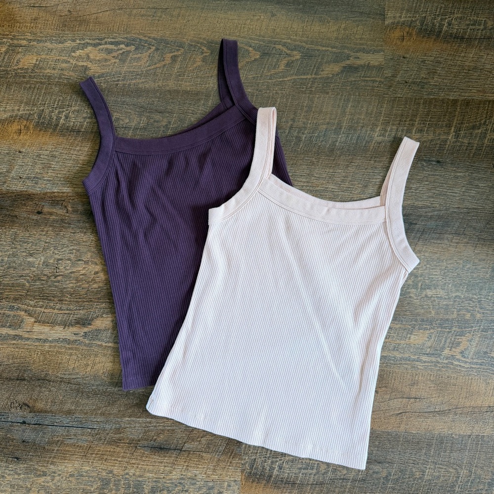 NWOT American Eagle Ribbed Tank Top Set - Purple + Peach